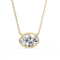 Yellow Gold East-West Oval Diamond Bezel Solitaire Pendant