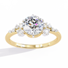 Yellow Gold Round Diamond Scattered Cluster Shoulder Solitaire Ring