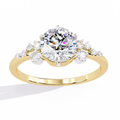 Yellow Gold Round Diamond Scattered Cluster Shoulder Solitaire Ring