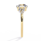 Yellow Gold Round Diamond Scattered Cluster Shoulder Solitaire Ring