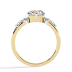 Yellow Gold Round Diamond Scattered Cluster Shoulder Solitaire Ring