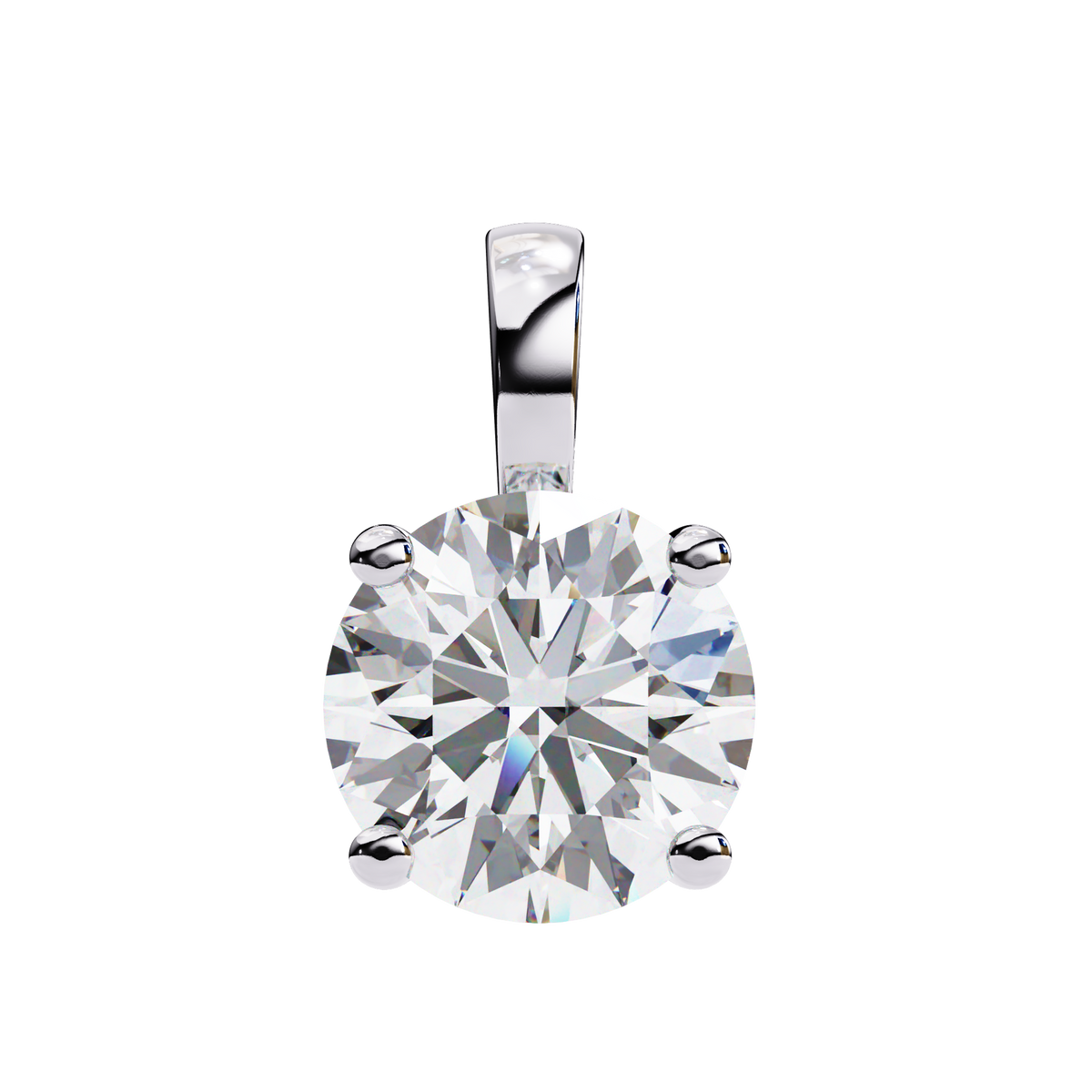 White Gold Classic Four-Claw Round Solitaire Pendant