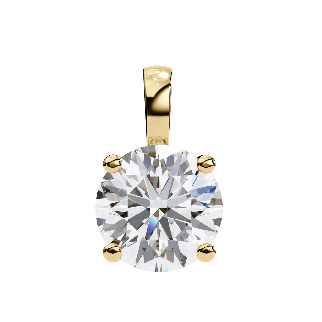 Yellow Gold Round Solitaire Diamond Pendant
