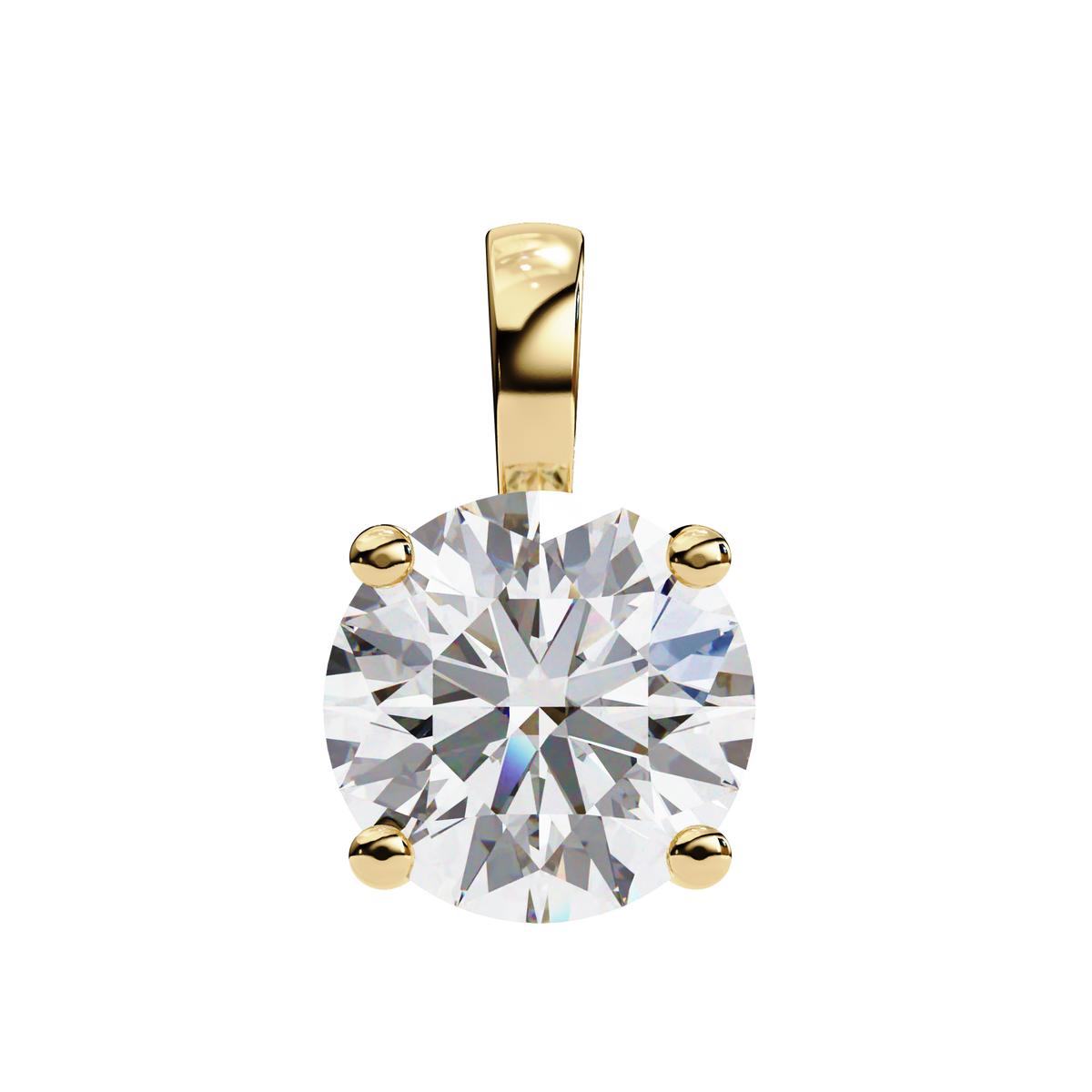 Yellow Gold Round Solitaire Diamond Pendant