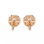 Rose Gold Round Halo Cluster Diamond Stud Earrings