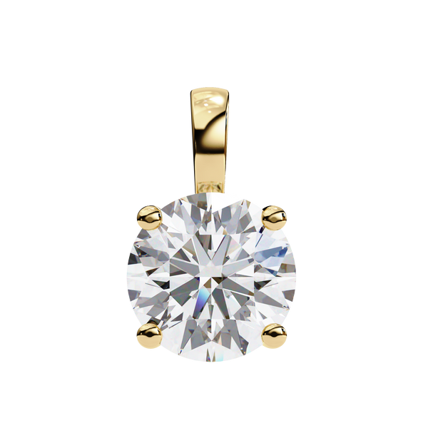 Yellow Gold Round Solitaire Diamond Pendant