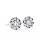 White Gold Round Halo Cluster Diamond Stud Earrings