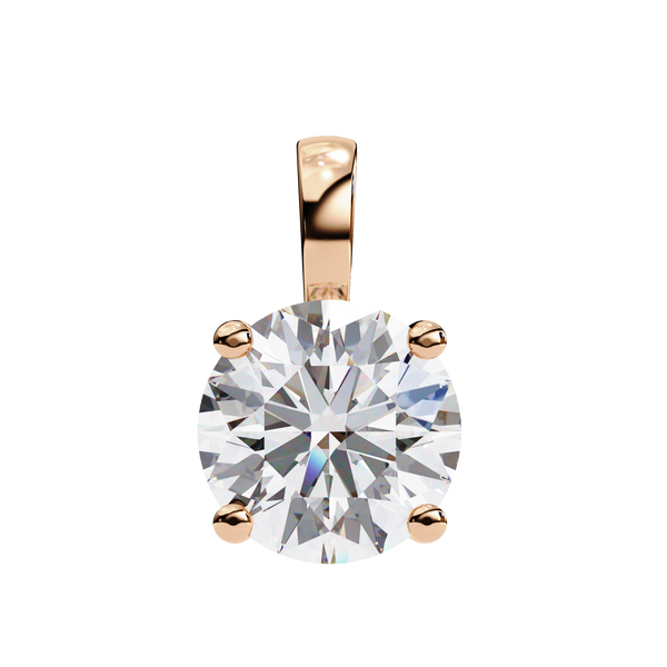 Rose Gold Round Solitaire Diamond Pendant