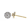 Yellow Gold Round Halo Cluster Diamond Stud Earrings