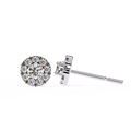 White Gold Round Halo Cluster Diamond Stud Earrings