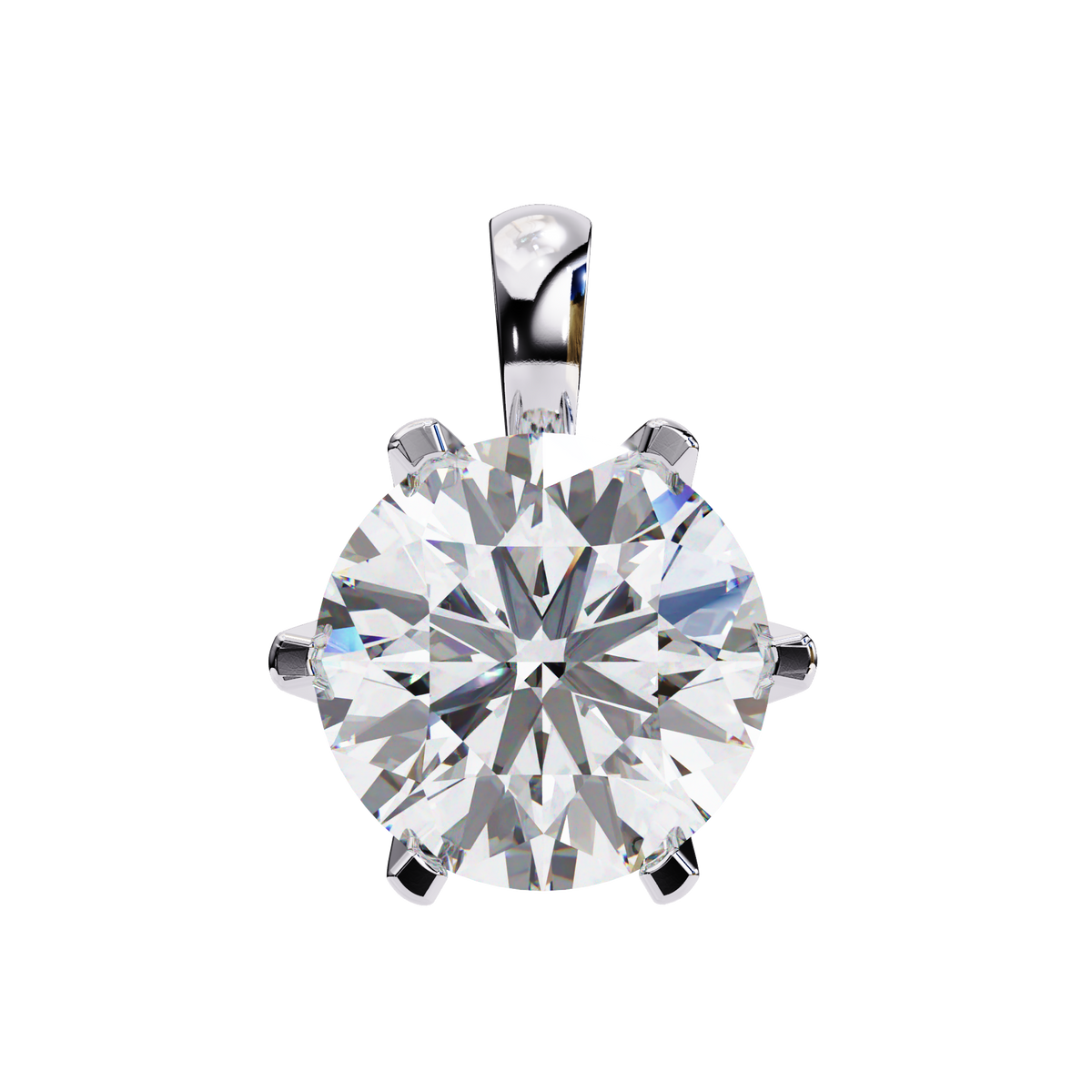 White Gold Six-Prong Round Brilliant Crown Pendant