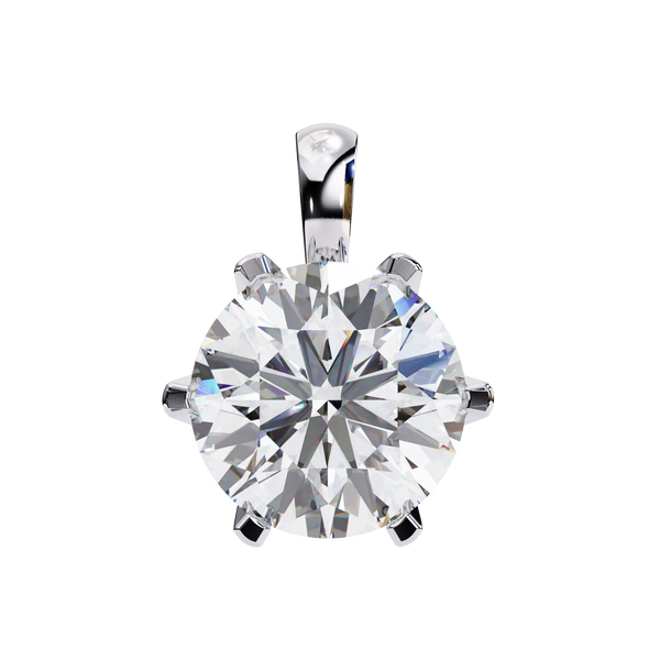 White Gold Six-Prong Round Brilliant Crown Pendant