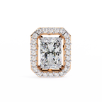 Rose Gold Radiant Cut Diamond Halo Stud Earrings