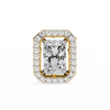 Gold Radiant Cut Diamond Halo Stud Earring