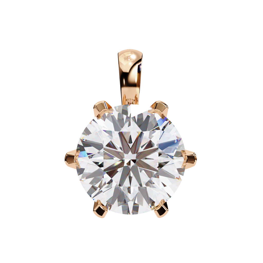 Rose Gold Six-Prong Round Diamond Solitaire Pendant