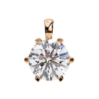 Rose Gold Six-Prong Round Diamond Solitaire Pendant