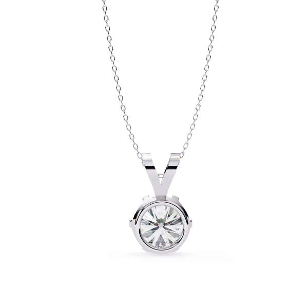 White Gold Round Brilliant Solitaire Diamond Pendant