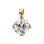 Yellow Gold Double-Prong Round Diamond Solitaire Pendant