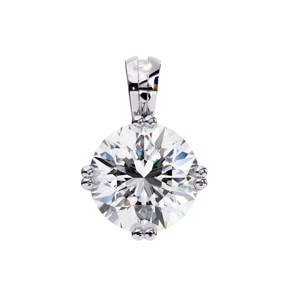 White Gold Round Brilliant Double-Claw Split Bail Pendant