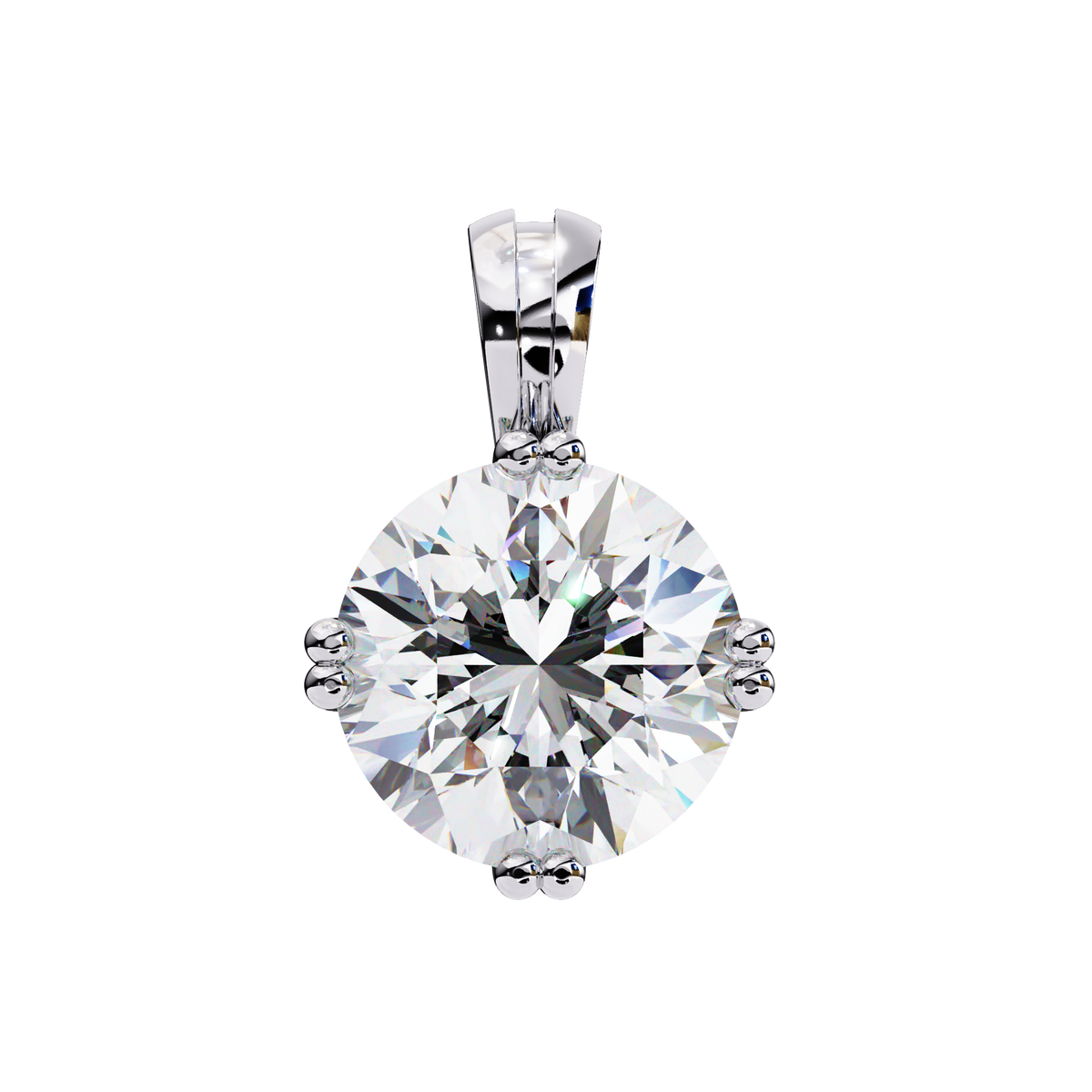 White Gold Round Brilliant Double-Claw Split Bail Pendant