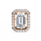 Rose Gold Emerald Cut Diamond Rectangular Halo Stud Earrings