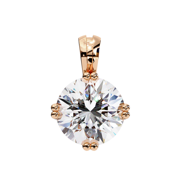 Rose Gold Double-Prong Round Diamond Solitaire Pendant