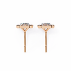 Rose Gold Emerald Cut Diamond Rectangular Halo Stud Earrings
