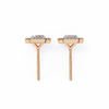 Rose Gold Emerald Cut Diamond Rectangular Halo Stud Earrings