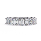 White Gold Emerald-Cut Diamond Shared Prong Full Eternity Band Ring