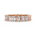 Rose Gold Emerald-Cut Diamond Shared Prong Full Eternity Band Ring
