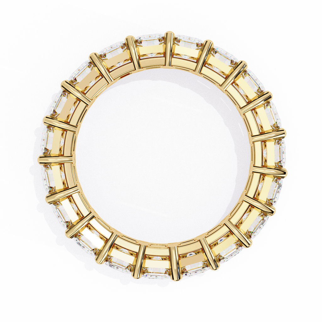 Yellow Gold Emerald Cut Full Eternity Diamond Band Ring