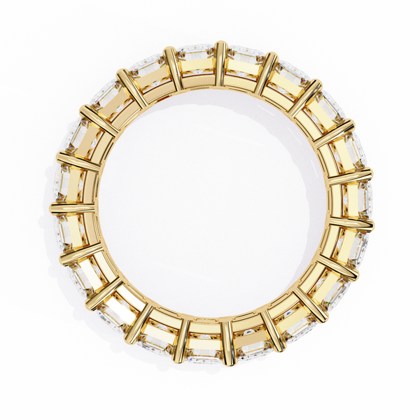 Yellow Gold Emerald Cut Full Eternity Diamond Band Ring