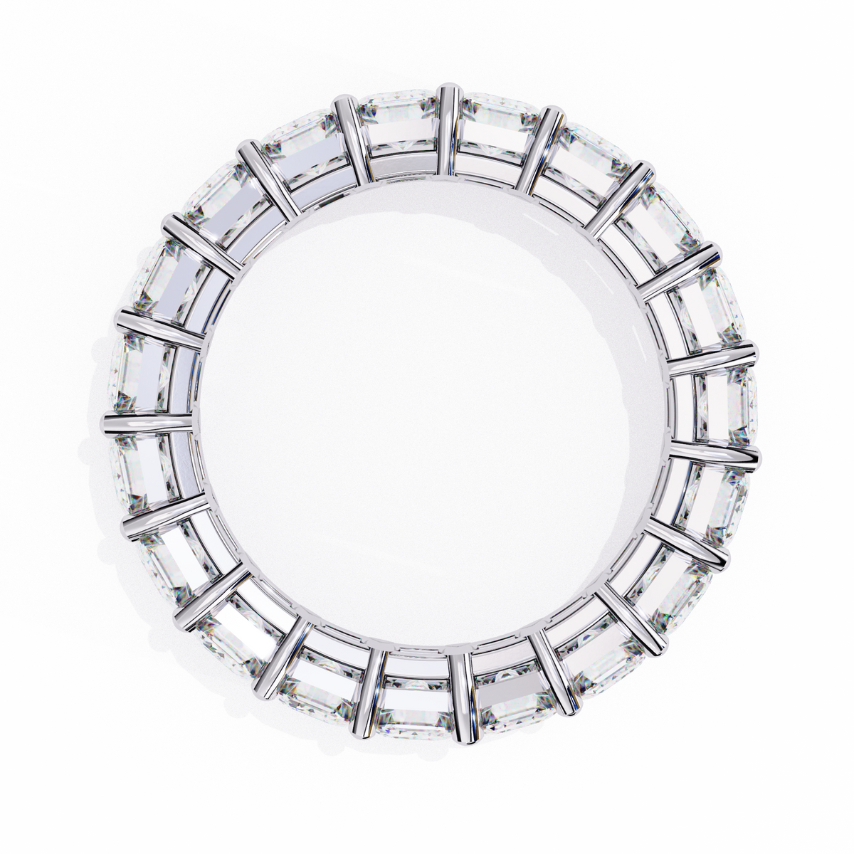 White Gold Emerald-Cut Diamond Shared Prong Full Eternity Band Ring