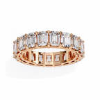 Rose Gold Emerald-Cut Diamond Shared Prong Full Eternity Band Ring
