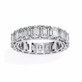 White Gold Emerald-Cut Diamond Shared Prong Full Eternity Band Ring