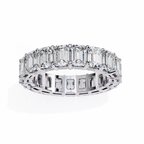 White Gold Emerald-Cut Diamond Shared Prong Full Eternity Band Ring