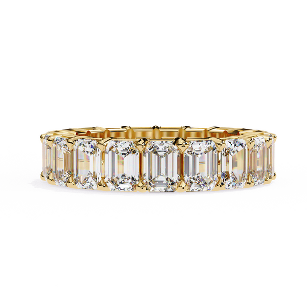 Yellow Gold Emerald Cut Full Eternity Diamond Band Ring