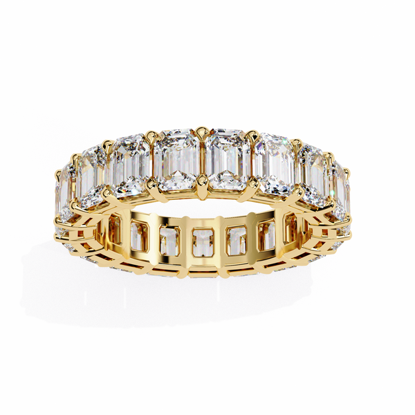 Yellow Gold Emerald Cut Full Eternity Diamond Band Ring