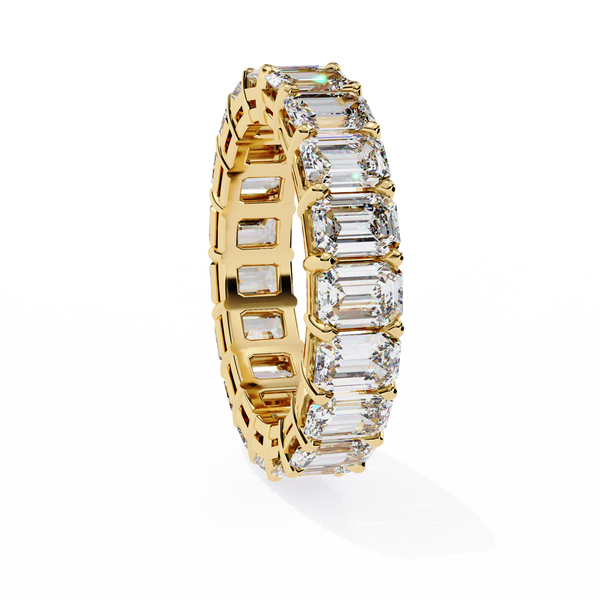 Yellow Gold Emerald Cut Full Eternity Diamond Band Ring