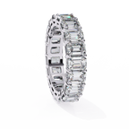White Gold Emerald-Cut Diamond Shared Prong Full Eternity Band Ring