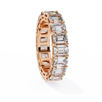 Rose Gold Emerald-Cut Diamond Shared Prong Full Eternity Band Ring
