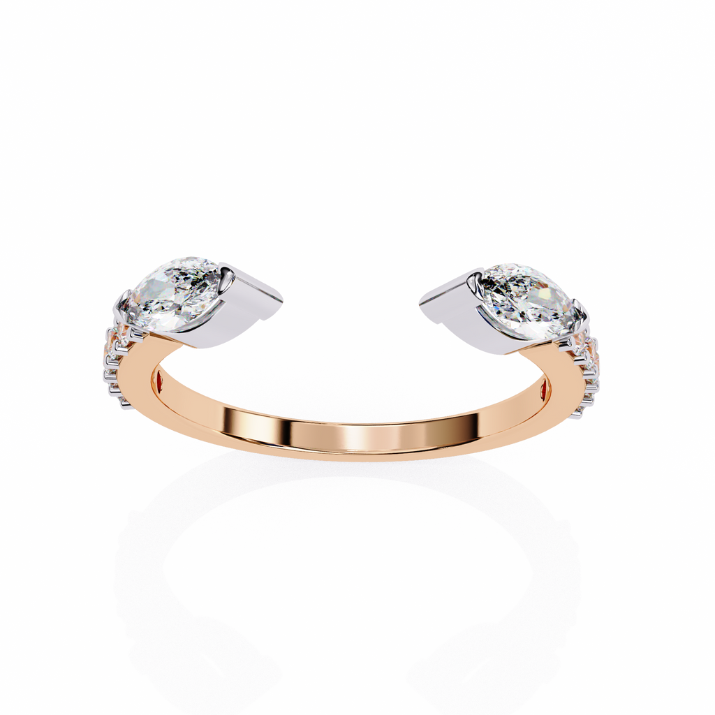 Rose Gold Toi et Moi Pear Diamond Accented Band Ring