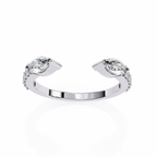 White Gold Toi et Moi Pear Diamond Accented Band Ring