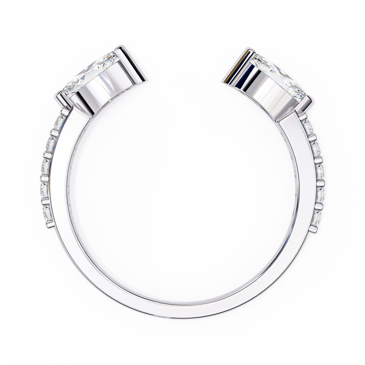 White Gold Toi et Moi Pear Diamond Accented Band Ring