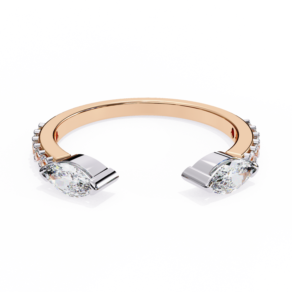 Rose Gold Toi et Moi Pear Diamond Accented Band Ring