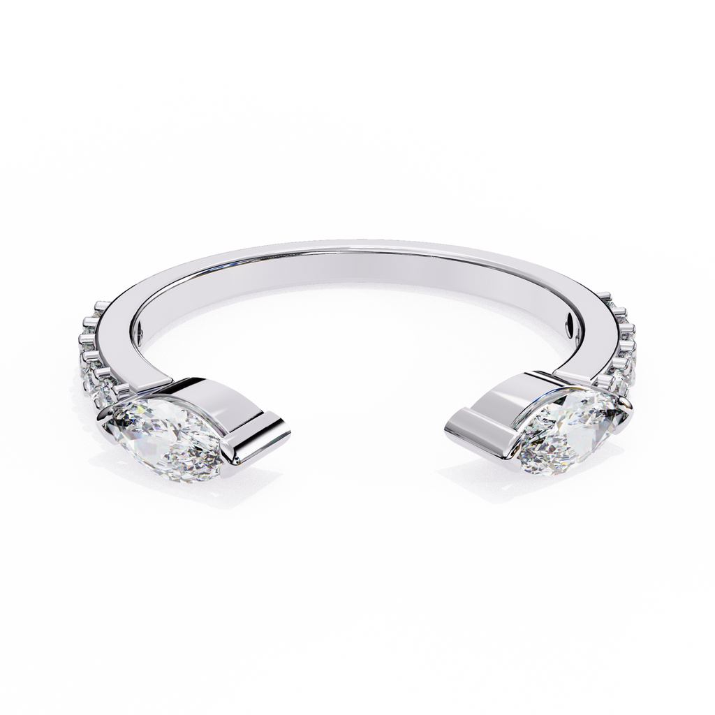 White Gold Toi et Moi Pear Diamond Accented Band Ring