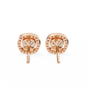 Rose Gold Cushion Cut Diamond Square Halo Stud Earrings