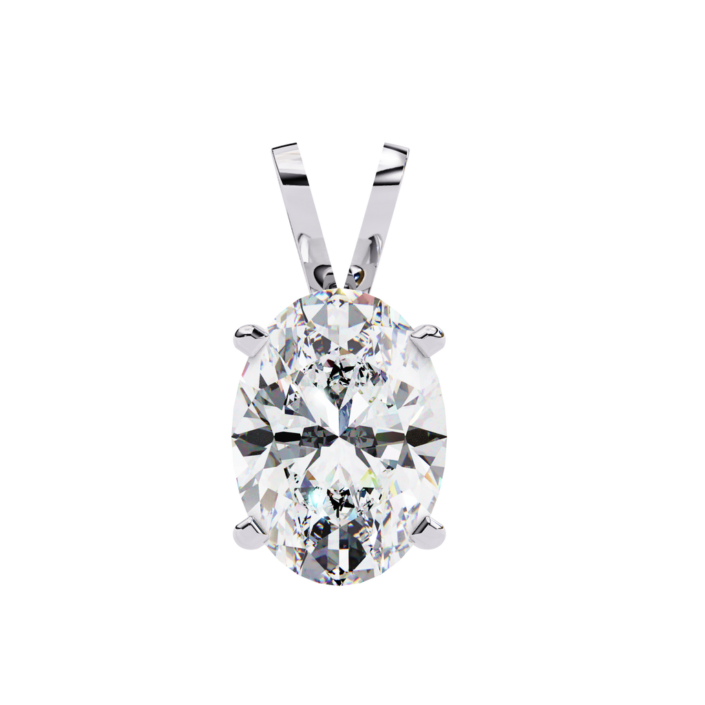 White Gold Vertical Oval Solitaire Split Bail Pendant