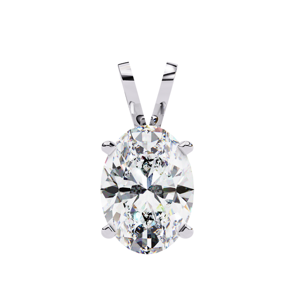 White Gold Vertical Oval Solitaire Split Bail Pendant