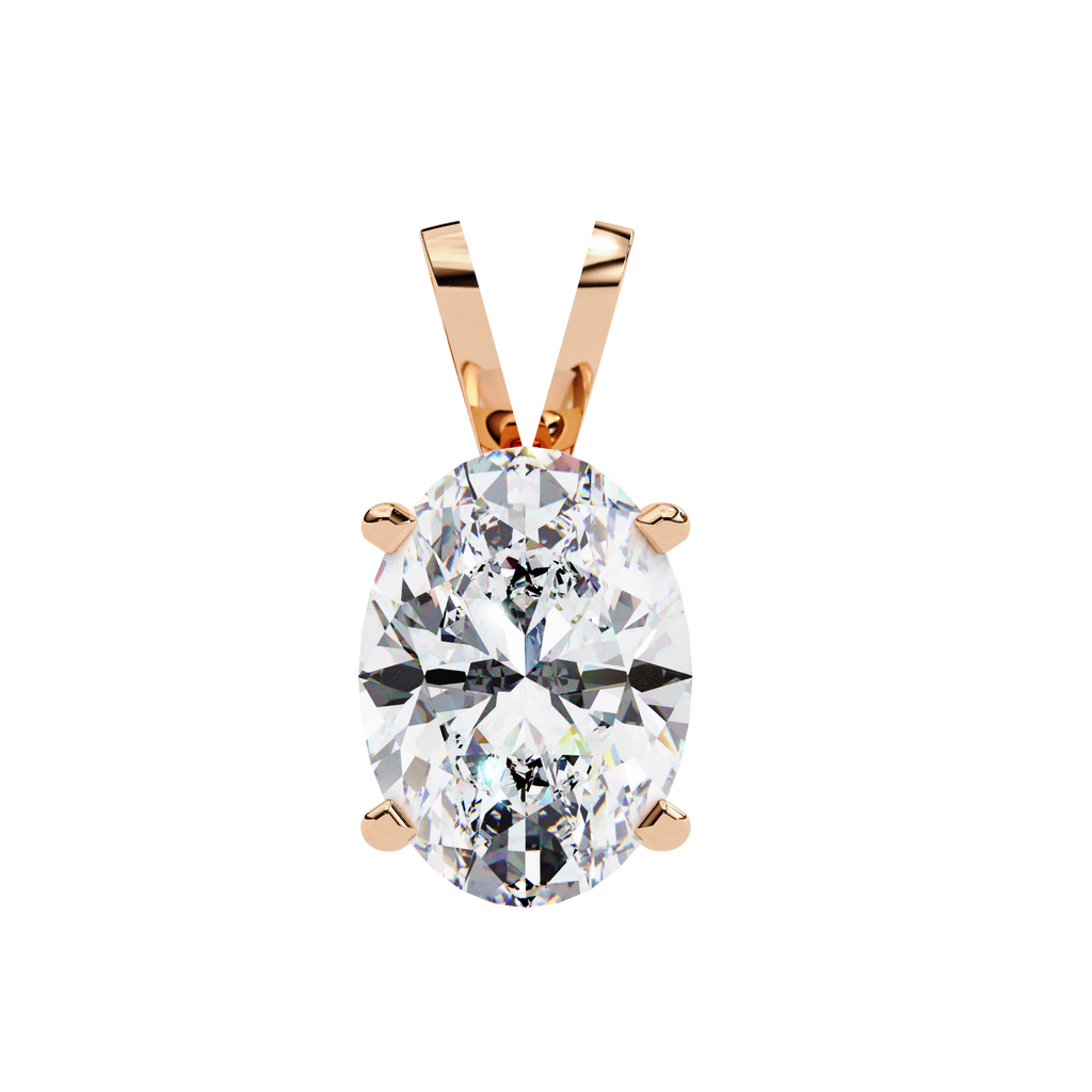 Rose Gold Oval Diamond Solitaire Pendant